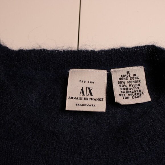 AX Armani Exchange Womens Small Blue Colorblock Mohair Nylon Crewneck Sweater - Picture 5 of 10